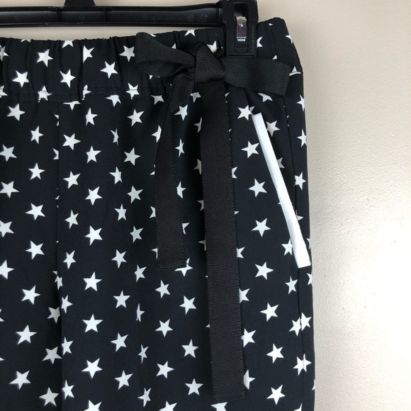J. Crew Black/White Stars Print Pants. Size 8. - Picture 6 of 8